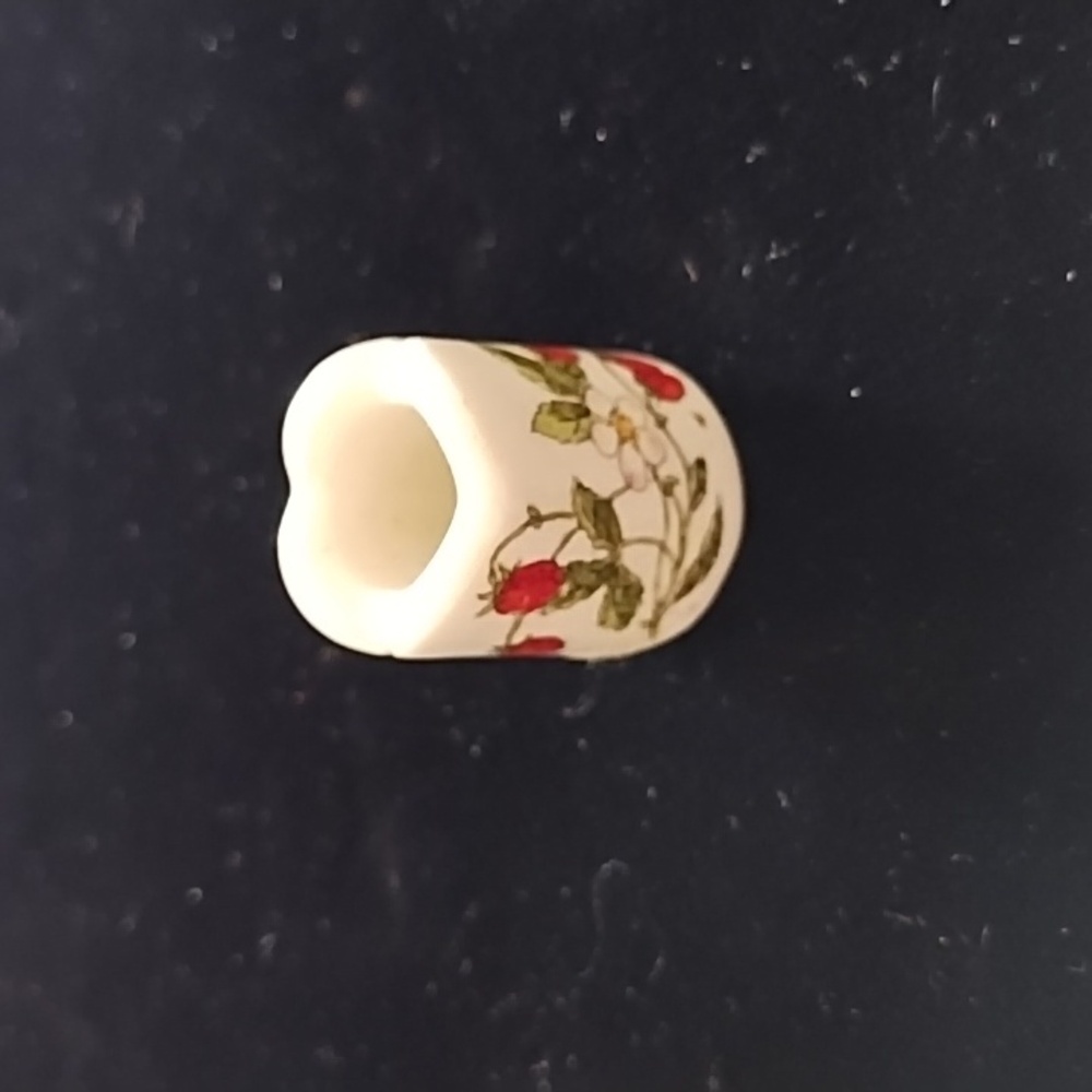 Vintage Miniature Taper Candle Holder with Strawberries